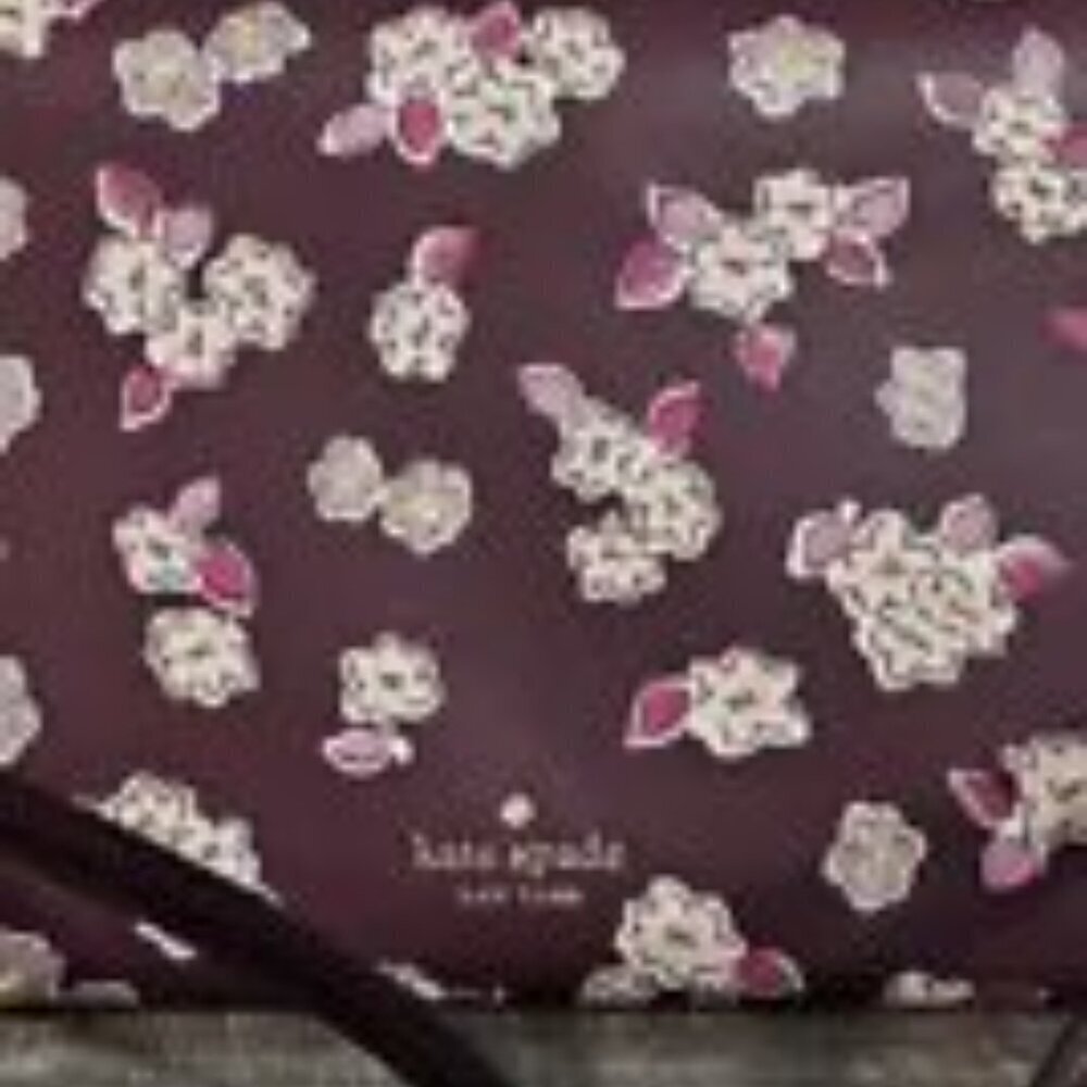 ♠️♠️ Kate Spade Flap Crossbody Deep Berry Frosted Floral NWT. - Picture 4 of 6